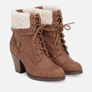 New JustFab light brown heeled boots